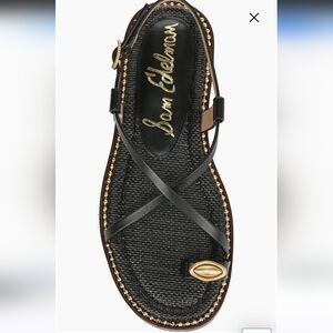 SAM EDELMAN TENLEY TOE LOOP SANDAL SZ 10.5 BLACK GOLD